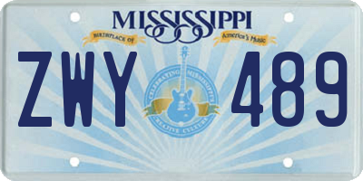 MS license plate ZWY489