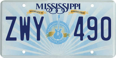 MS license plate ZWY490