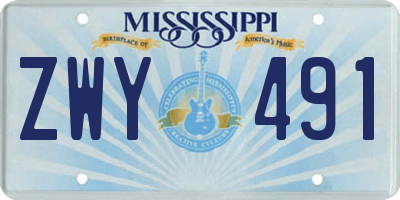 MS license plate ZWY491