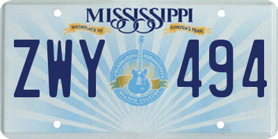 MS license plate ZWY494
