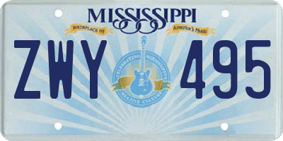 MS license plate ZWY495