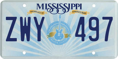 MS license plate ZWY497