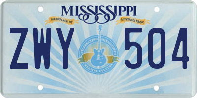 MS license plate ZWY504