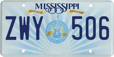 MS license plate ZWY506