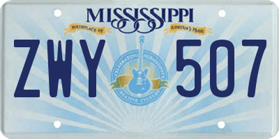 MS license plate ZWY507