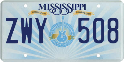 MS license plate ZWY508