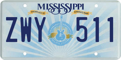 MS license plate ZWY511