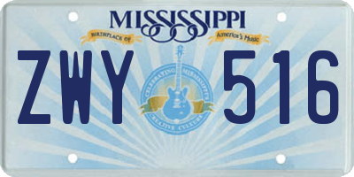 MS license plate ZWY516