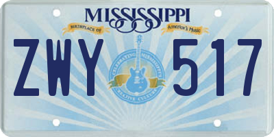 MS license plate ZWY517