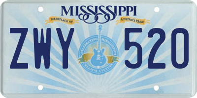 MS license plate ZWY520