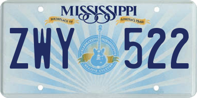 MS license plate ZWY522