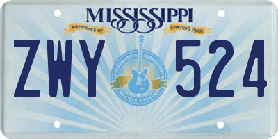 MS license plate ZWY524