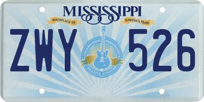 MS license plate ZWY526