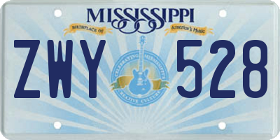MS license plate ZWY528