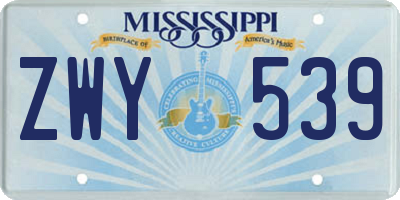 MS license plate ZWY539