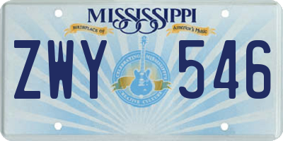 MS license plate ZWY546