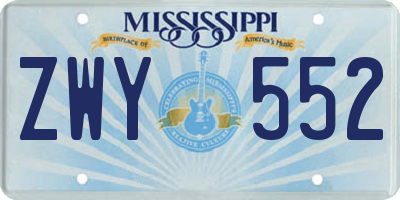 MS license plate ZWY552
