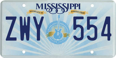 MS license plate ZWY554