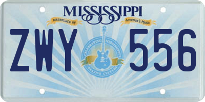 MS license plate ZWY556