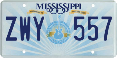 MS license plate ZWY557