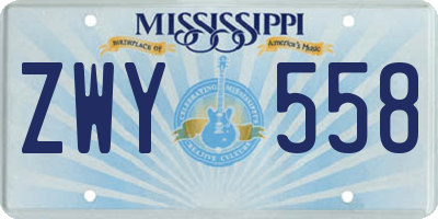 MS license plate ZWY558