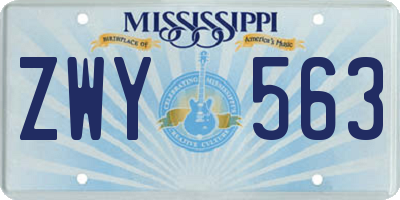 MS license plate ZWY563