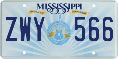 MS license plate ZWY566