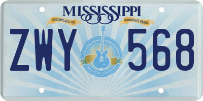 MS license plate ZWY568