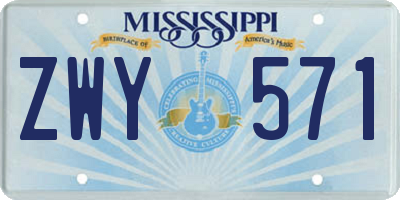 MS license plate ZWY571