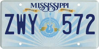 MS license plate ZWY572