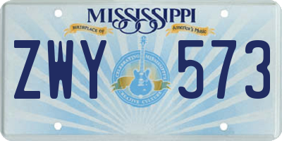 MS license plate ZWY573
