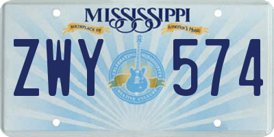 MS license plate ZWY574