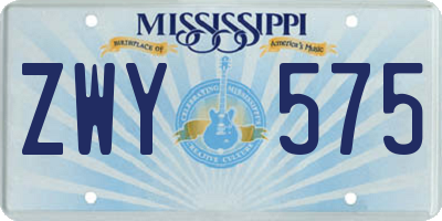 MS license plate ZWY575