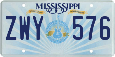MS license plate ZWY576