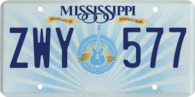 MS license plate ZWY577