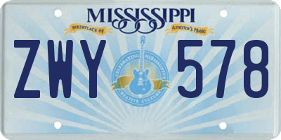 MS license plate ZWY578