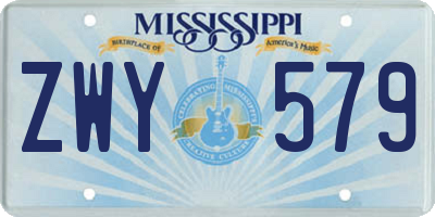 MS license plate ZWY579