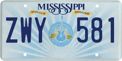 MS license plate ZWY581