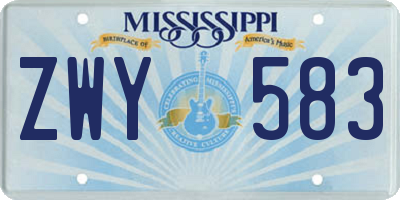 MS license plate ZWY583