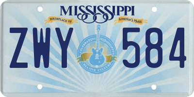 MS license plate ZWY584