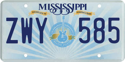 MS license plate ZWY585