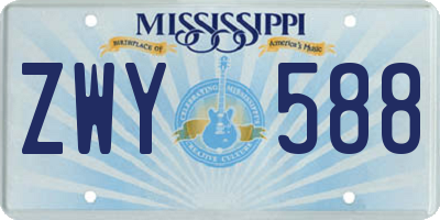 MS license plate ZWY588