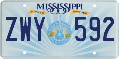 MS license plate ZWY592