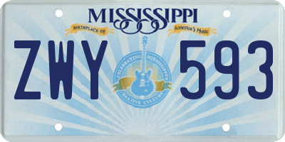 MS license plate ZWY593