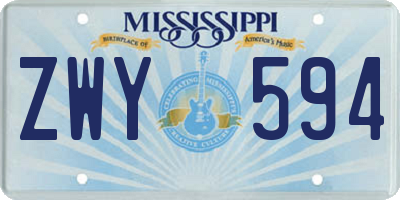 MS license plate ZWY594