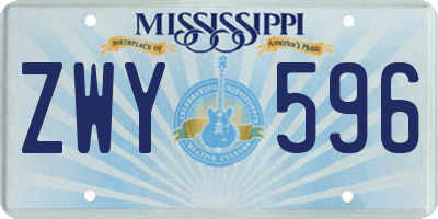 MS license plate ZWY596