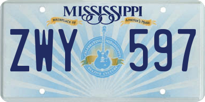 MS license plate ZWY597