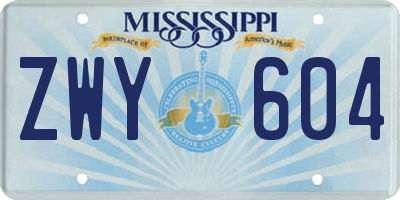 MS license plate ZWY604