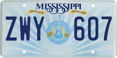 MS license plate ZWY607