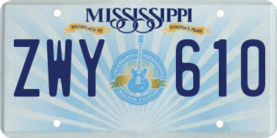 MS license plate ZWY610